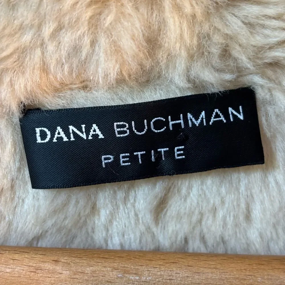 Dana Buchman Faux Shearling Vest Women's Sz 12 Petite Beige Closet Staple Layer